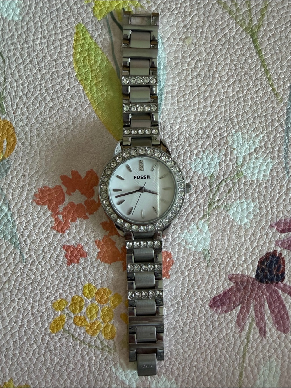 Fossil Women's Silver Crystal-Accent Stainless Steel Bracelet Watch